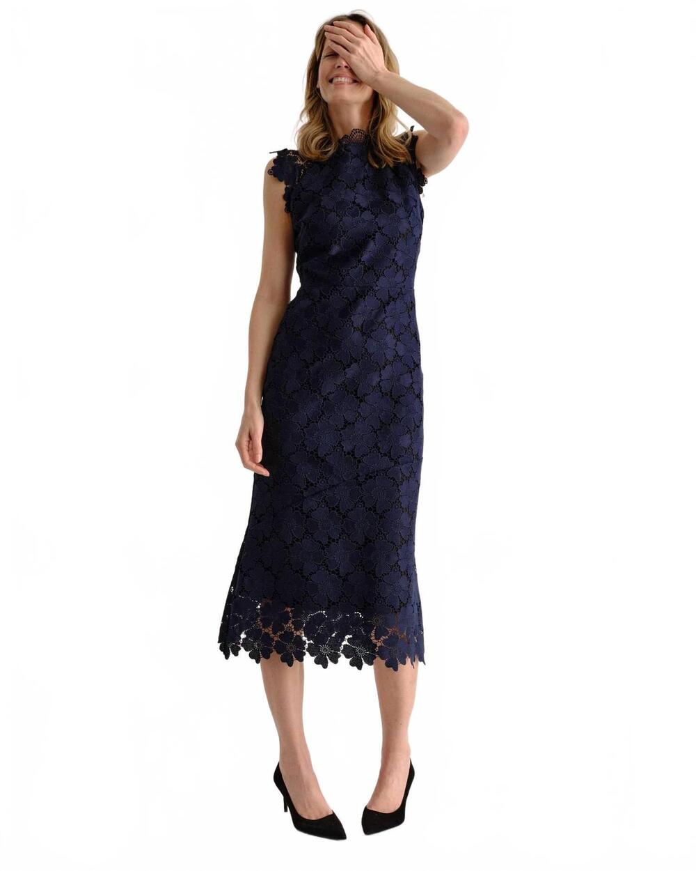 NEW CARTOLINA NANTUCKET palma midi dress in midnight blue